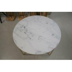 Hippe ronde salontafel metaal goud glas marmer Cay Bendt