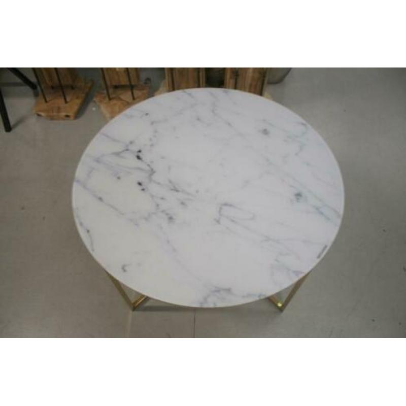 Hippe ronde salontafel metaal goud glas marmer Cay Bendt