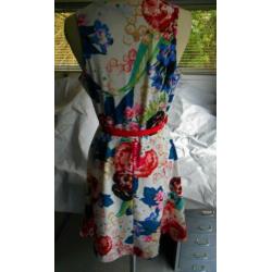 Bloemen vintage rockabilly pin-up 50s swingende jurk mt L.