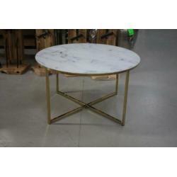Hippe ronde salontafel metaal goud glas marmer Cay Bendt