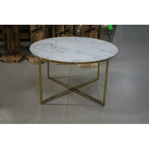 Hippe ronde salontafel metaal goud glas marmer Cay Bendt