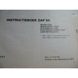 Instructieboek DAF 66, 66 Super luxe, 66 station, 1972, 1973
