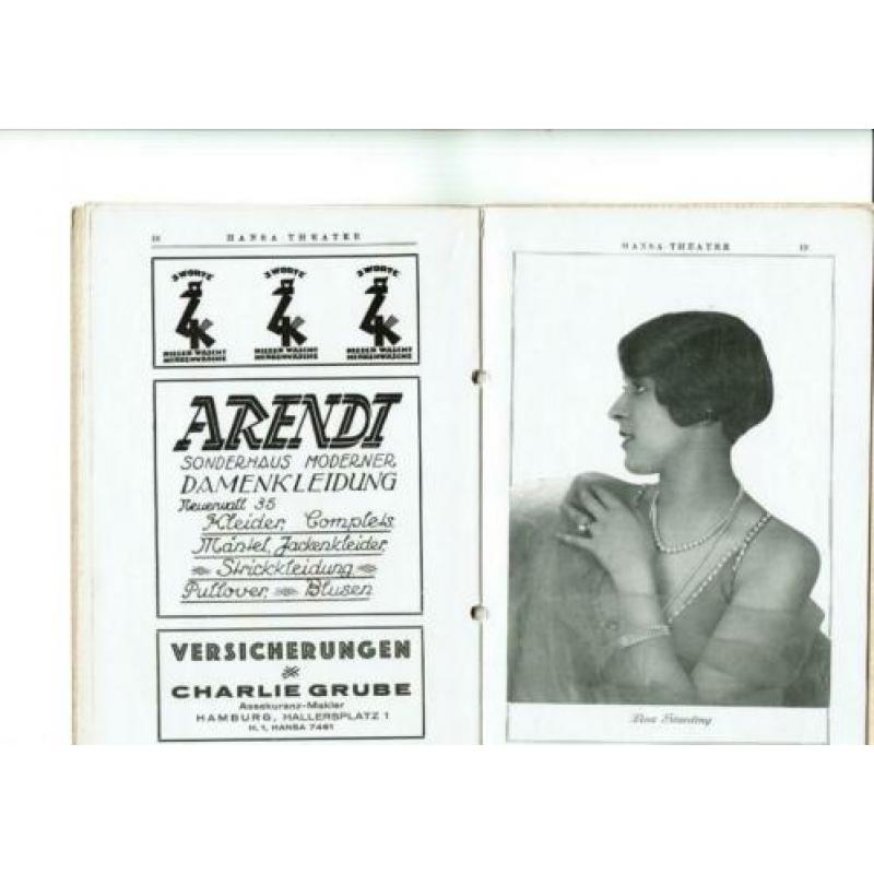 Bijna 100 jaar oud programmaboek Hansa Theater