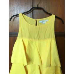Zara jurk trend ruffle mt s geel