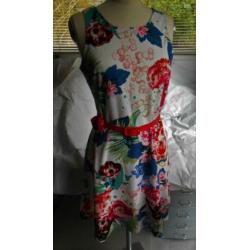 Bloemen vintage rockabilly pin-up 50s swingende jurk mt L.