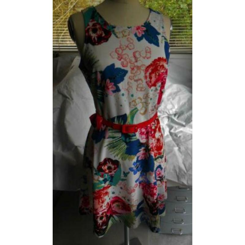 Bloemen vintage rockabilly pin-up 50s swingende jurk mt L.