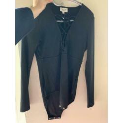 Seed Top body zwart mt M geknoopt v hals