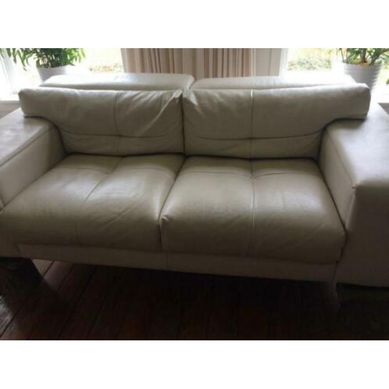 lichtbeige leren bank Italiaans design