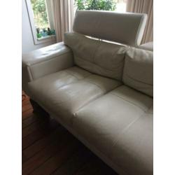 lichtbeige leren bank Italiaans design