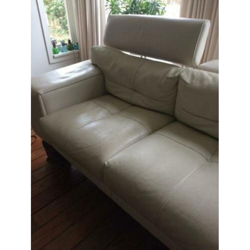 lichtbeige leren bank Italiaans design