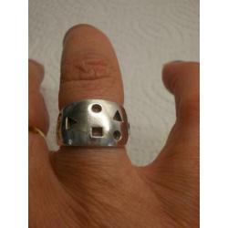 zilveren aparte fantasie ring maat krap 16,5 nr.522