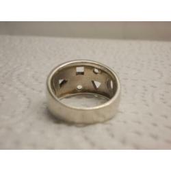 zilveren aparte fantasie ring maat krap 16,5 nr.522