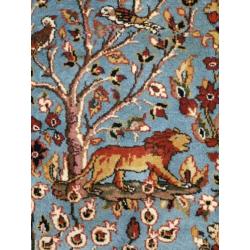 Handgeknoopt Perzisch tapijt animals blue Ghoum wol 170x240