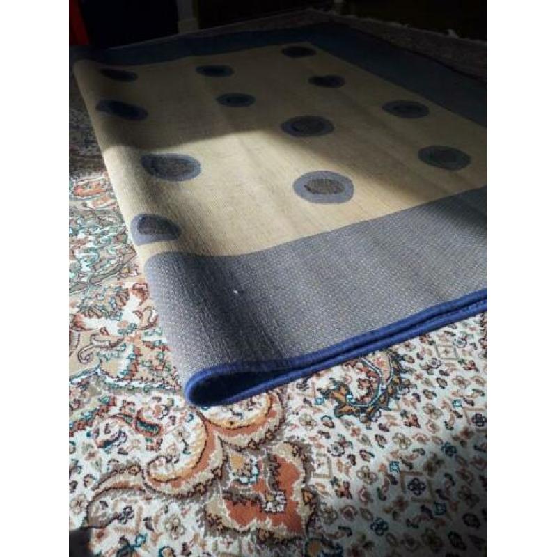 Blauw wit Tapijt met stipjes