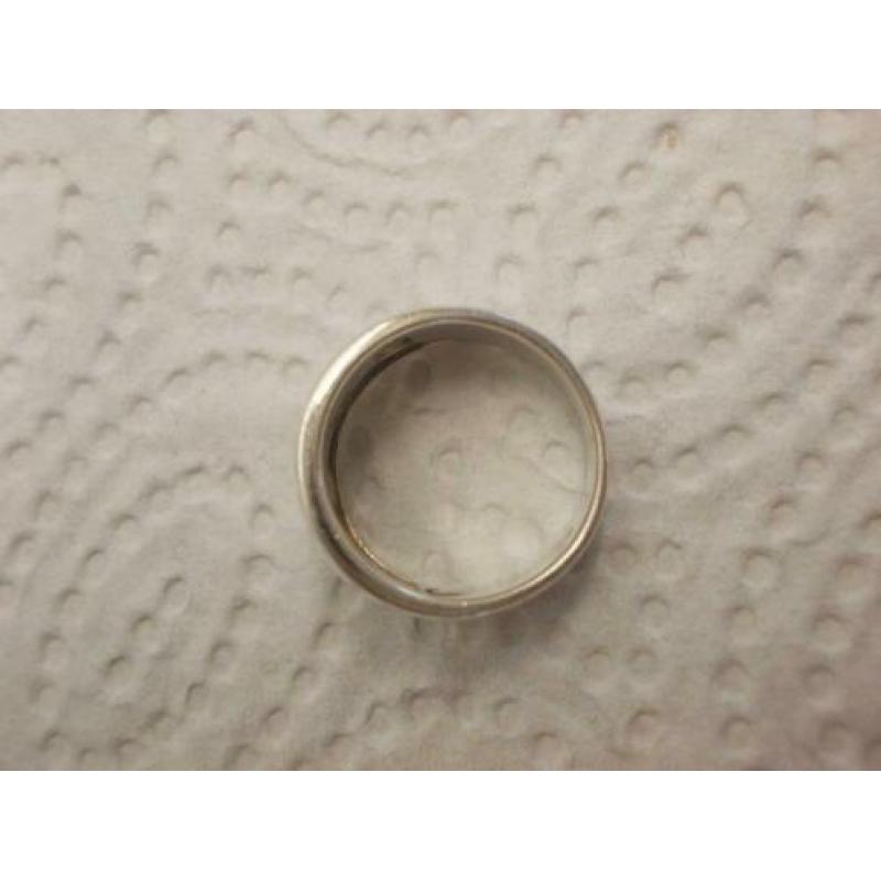 zilveren aparte fantasie ring maat krap 16,5 nr.522