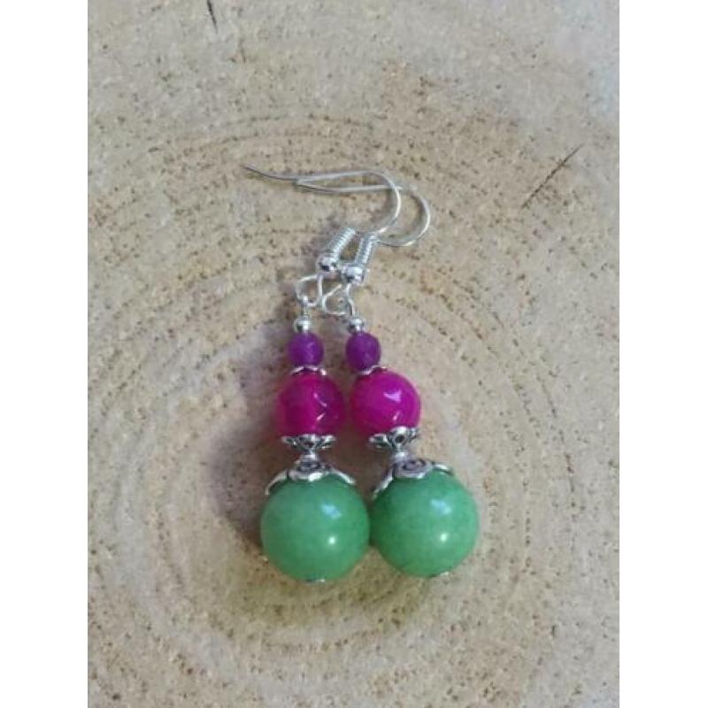 3+1 gratis! Oorbellen met agaat en jade.