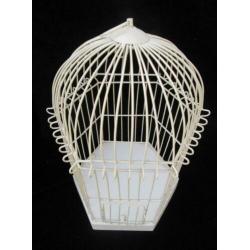 Nieuwe Wit Metalen Brocante Vogelkooi 42,5 cm hoog