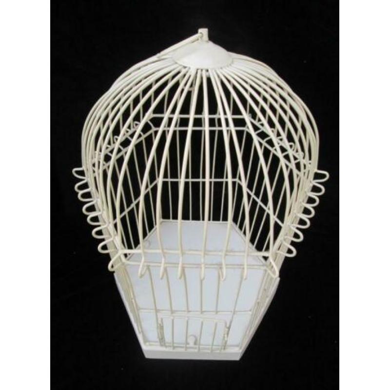Nieuwe Wit Metalen Brocante Vogelkooi 42,5 cm hoog