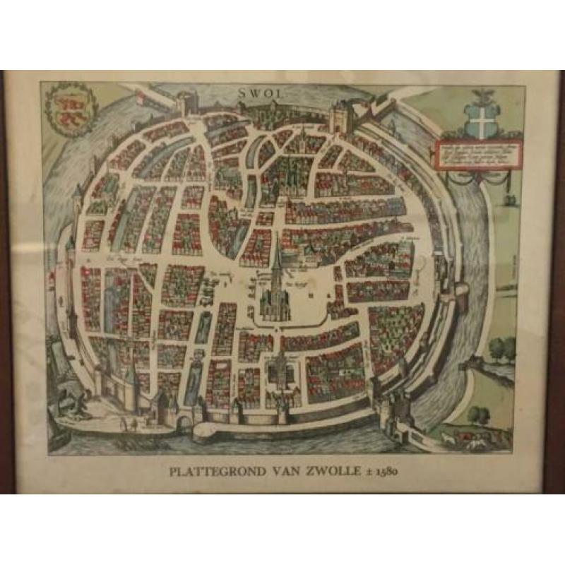 Prachtige kaart plattegrond Zwolle