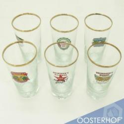6x Heineken Bier Glazen Klassiek Oude Opdruk Verzamelaar