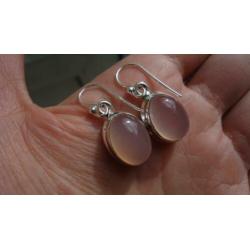 925 zilver / zilveren oorbellen met rozenkwarts - Vanoli