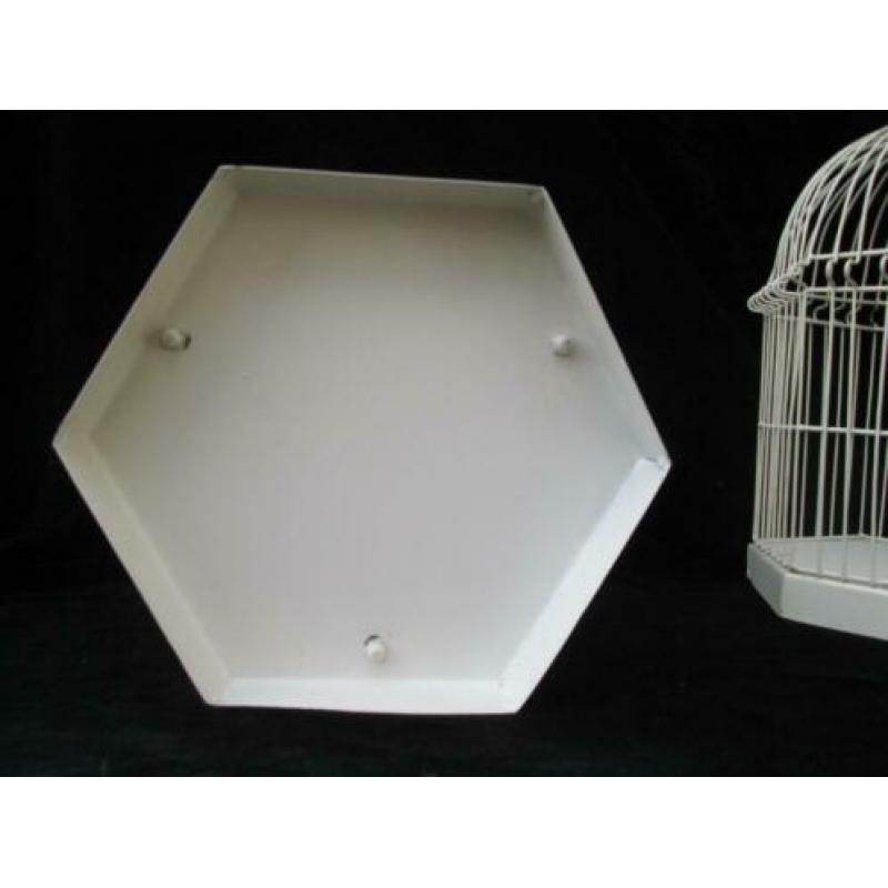 Nieuwe Wit Metalen Brocante Vogelkooi 42,5 cm hoog