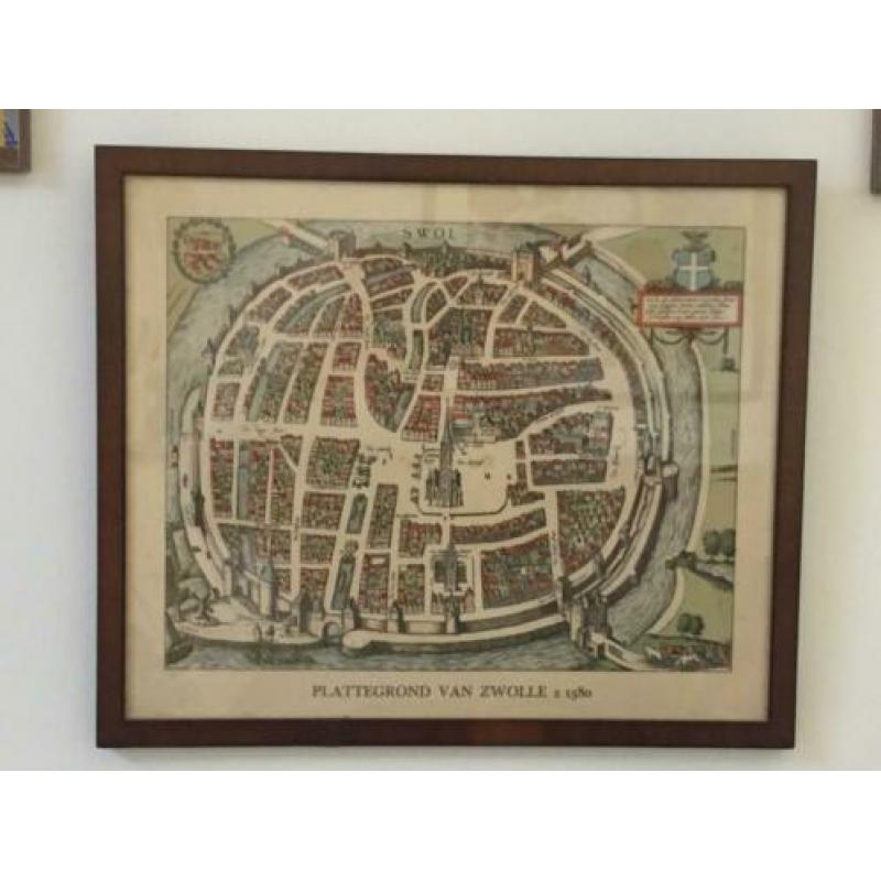 Prachtige kaart plattegrond Zwolle