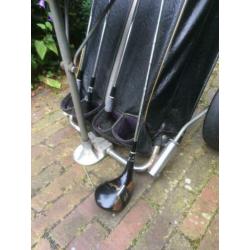 Golfset heren vintage met tas en trolley,