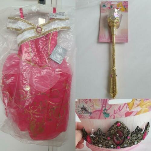 Disneystore doornroosje Aurora jurk met kroon en staf