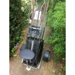 Golfset heren vintage met tas en trolley,