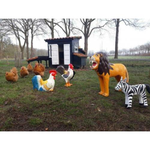 Oude vintage papier mache maché dier etalage kip haan zebra