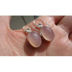 925 zilver / zilveren oorbellen met rozenkwarts - Vanoli