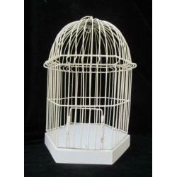 Nieuwe Wit Metalen Brocante Vogelkooi 42,5 cm hoog
