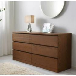 Malm Ladekast met 6 lades, essen, 160x78 cm