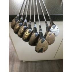 Golfset heren vintage met tas en trolley,