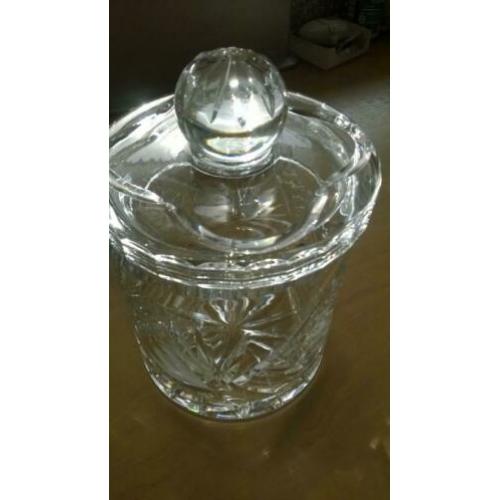 Brocante kristallen biscuit pot bonbonniere cookiejar