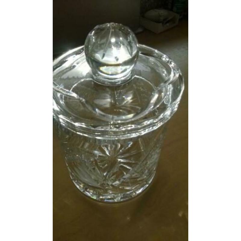 Brocante kristallen biscuit pot bonbonniere cookiejar