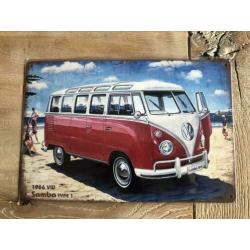 Metalen vintage wandbord VW T1