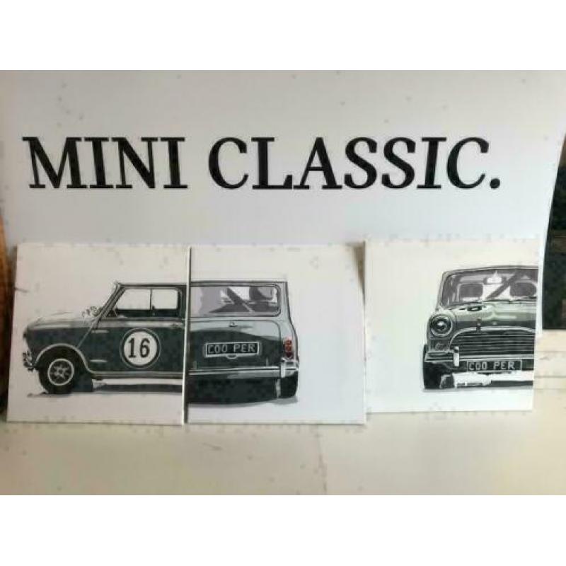 classic mini cooper op doek 2