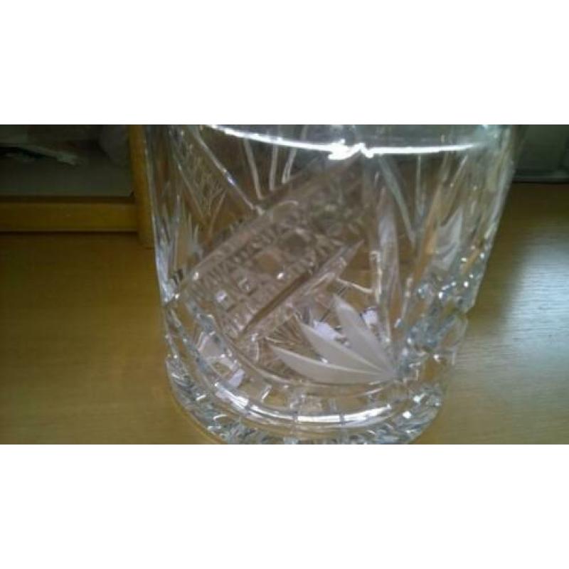 Brocante kristallen biscuit pot bonbonniere cookiejar