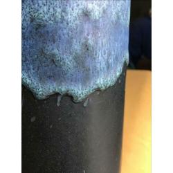 Vintage blauw-zwarte fatlava west Germany vaas.