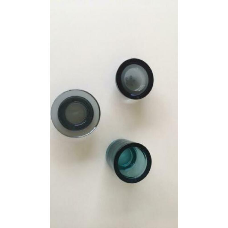Iittala waxinelichtjes blauw en grijs