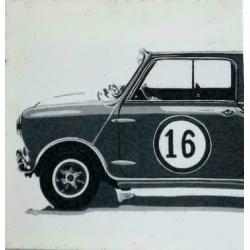 classic mini cooper op doek 2