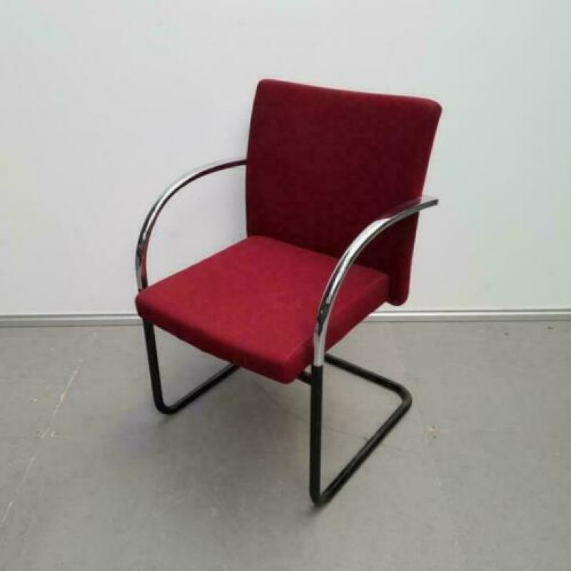 Set van 4 sledestoelen bordeaux rood chroom armleggers