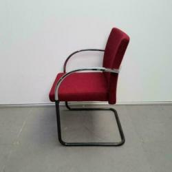 Set van 4 sledestoelen bordeaux rood chroom armleggers