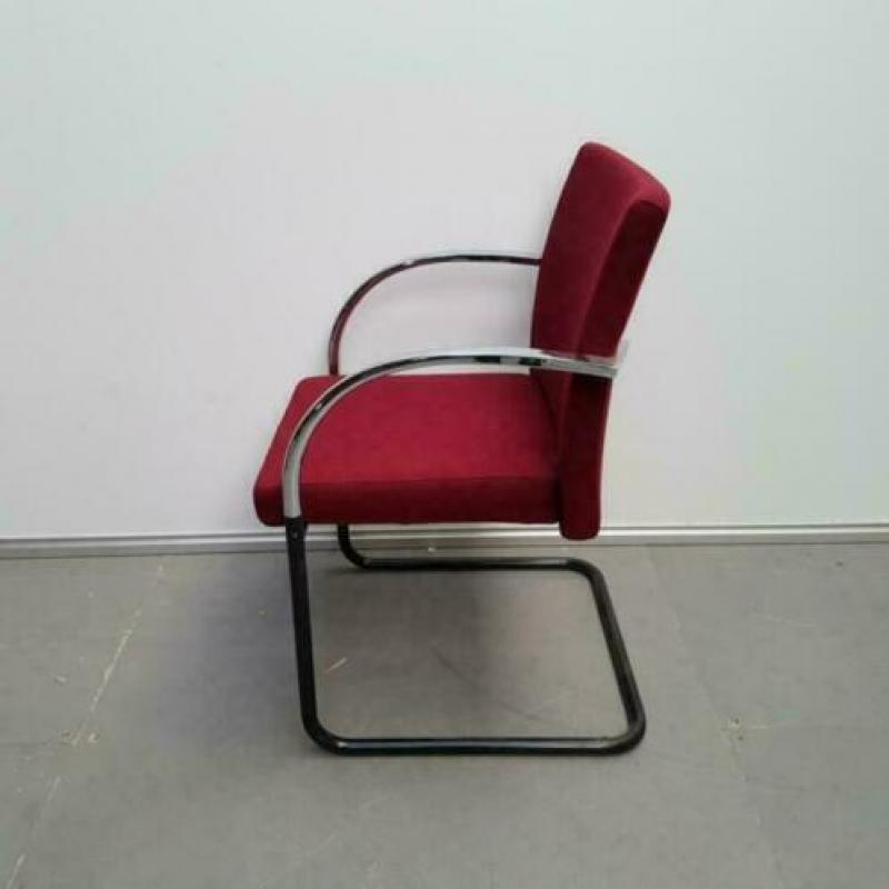 Set van 4 sledestoelen bordeaux rood chroom armleggers