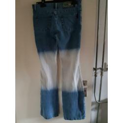 Dames spijkerbroek: Maat L - blauw en wit