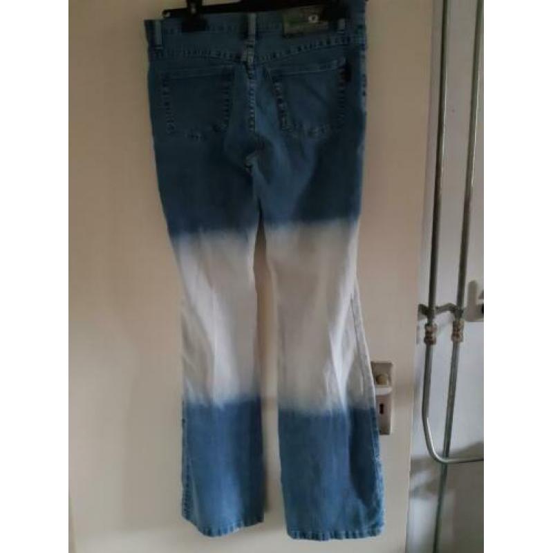 Dames spijkerbroek: Maat L - blauw en wit