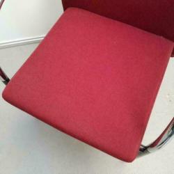Set van 4 sledestoelen bordeaux rood chroom armleggers