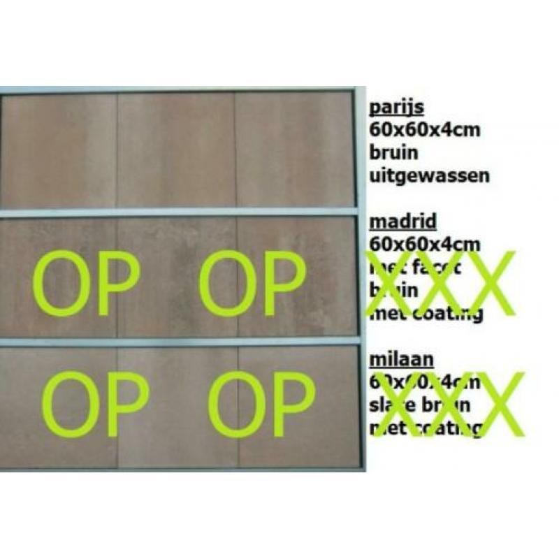 diverse kleuren NIEUWE terrastegels 60x60x4cm 80x80x4cm A-ke